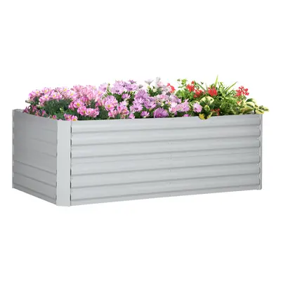 Outsunny Galvanised Steel Outdoor Raised Bed w/ Reinforced Rods, Light Grey