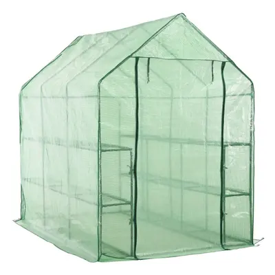 Walk-in Greenhouse with Shelves Steel 143x214x196 cm