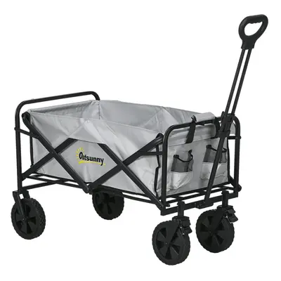 (Grey) Outsunny Folding Outdoor Storage Trolley Cart Bag Trolley Cart Bag