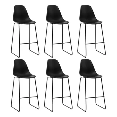 vidaXL 6x Bar Chairs Black Plastic Counter Chair Pub Club Stools Seating Seats