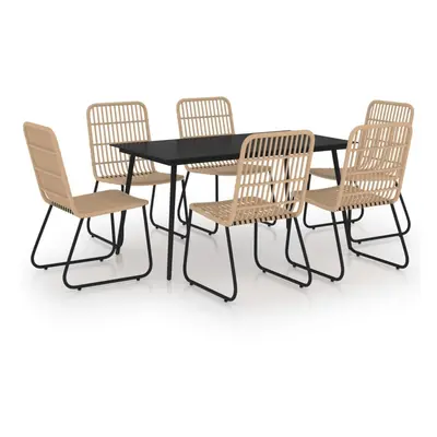 vidaXL Outdoor Dining Set Piece Poly Rattan and Glass Table and Chair Garden