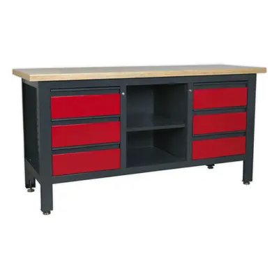 Fully Lockable Workstation- Drawers & Adjustable Shelf Storage - MDF Work Top