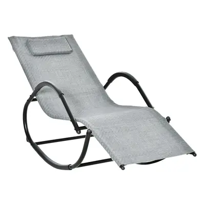 Outsunny Zero Gravity Rocking Lounge Chair Pillow Garden Outdoor Grey