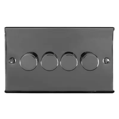 4 Gang 400W LED Way Rotary Dimmer Switch BLACK NICKEL Light Dimming Plate