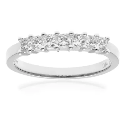 (O) Jewelco London Platinum Eternity Ring, J/I Certified Diamonds, Princess Cut, 0.50ct