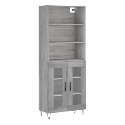 (grey sonoma, glass doors) vidaXL Highboard Sideboard Cupboard Side Cabinet Grey Sonoma Engineer