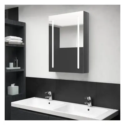 vidaXL LED Bathroom Mirror Shining Grey Medicine Cabinet Furniture Vanity Unit