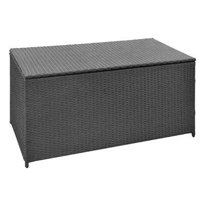 vidaXL Garden Storage Chest Poly Rattan Black Outdoor Patio Utility Box Case