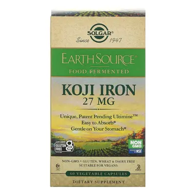 Solgar, EarthSource Food Fermented, Koji Iron, mg, Vegetable Capsules