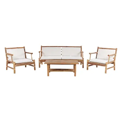 Sofa Set with Table RICCIONE Bamboo Wood Light Wood