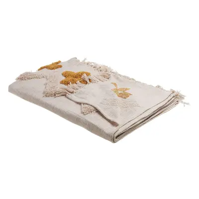 Cotton Blanket x cm Beige and Yellow ADONI