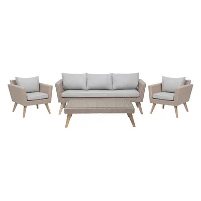 Garden Lounge Set with Table Seater VITTORIA PE Rattan Grey