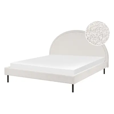 Bed Boucle MARGUT x cm (EU King Size) White