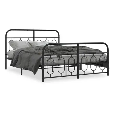 (black, x cm/ with headboard & footboard) vidaXL Metal Bed Frame with Headboard and Footboard Be