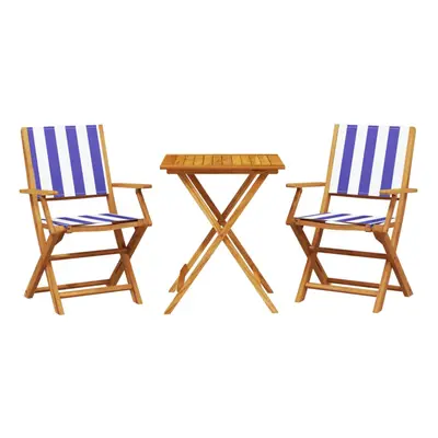 (blue and white, x x cm) vidaXL Bistro Set Piece Outdoor Bar Set Blue and White Fabric and Solid