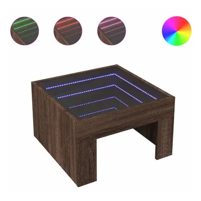 (brown oak, x x cm) vidaXL Coffee Table with Infinity LED Hall Tea End Table Side Table Sonoma O