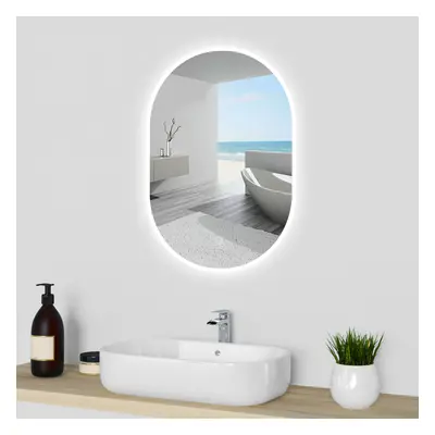 Oval Mirror with Color LED Lights, Anti-fog, Dimmable 60x80cm Mirror