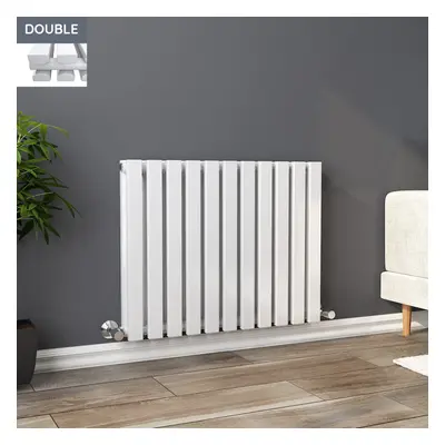 Lulea x 760mm White Double Rectangular Panel Horizontal Radiator