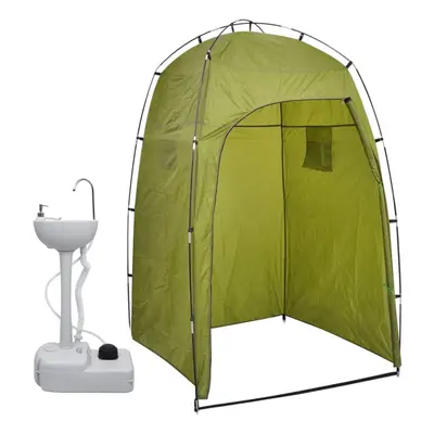 vidaXL Portable Camping Handwash Stand with Tent L Privacy Travel Toilet