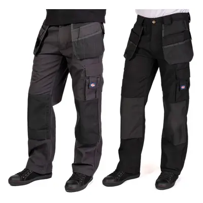 (Black/Grey, 34W/Regular) Lee Cooper Workwear Mens Knee Pad Pockets Holster Pocket Work Cargo Tr