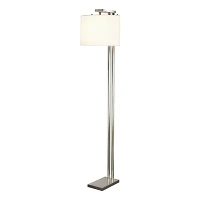 Floor Lamp Metal Columns White Shade Included Brushed Nickel LED E27 60W Bulb