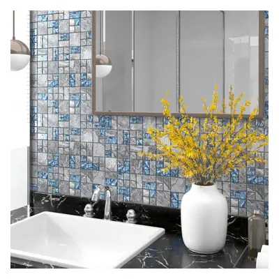 vidaXL 11x Self-adhesive Mosaic Tiles Grey and Blue 30x30 cm Glass Wall Tile