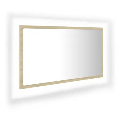 vidaXL LED Bathroom Mirror Sonoma Oak 80x8.5x37 cm Acrylic Washroom Mirror