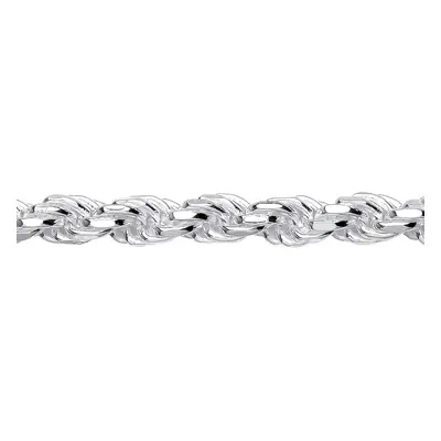 Jewelco London Mens Rhodium Plated Sterling Silver Diamond-cut Solid Rope Chain Bracelet 7mm 8.5