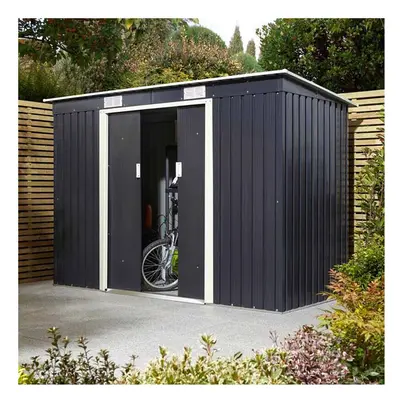 84 Trentvale Metal Pent Shed - Dark Grey