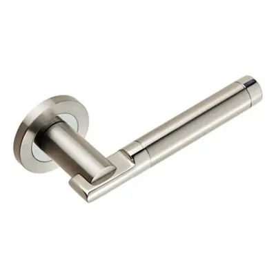 PAIR Round Bar Handle on 52mm Round Rose Concealed Fix Polished Satin Steel