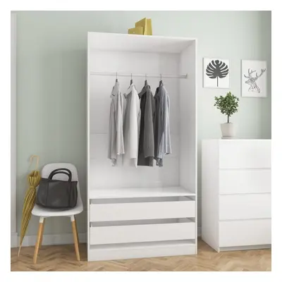 vidaXL Wardrobe Chipboard 100cm High Gloss White Clothing Cabinets Storage