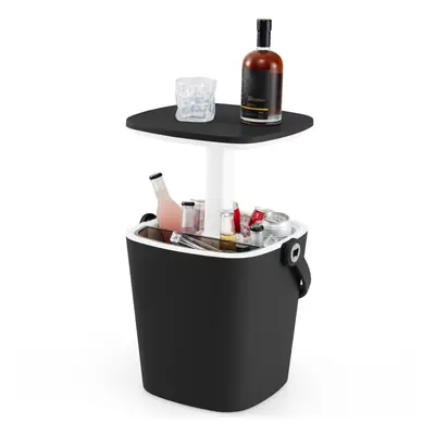 Portable Cooler Side Table w/ Handle Lift Top Lid & Bottle Opener