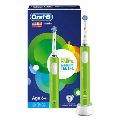 Oral-B Junior Kids Electric Toothbrush Rechargeable for Children Aged 6+, Green