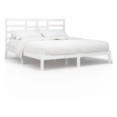 (white, x cm) vidaXL Bed Frame Bed Base Bedstead Bedroom Mattress Foundation Solid Wood