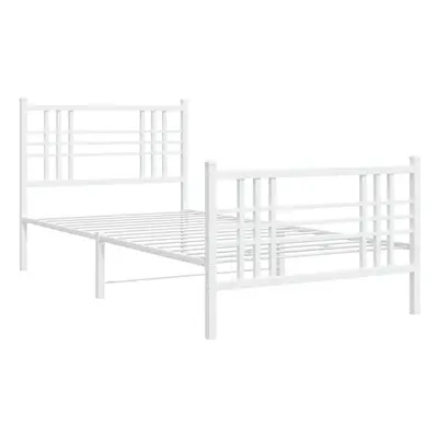 (white, 107x203 cm/with headboard & footboard) vidaXL Metal Bed Frame with Headboard Home Bed Ba