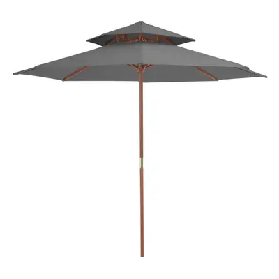 Double Decker Parasol with Wooden Pole cm Anthracite