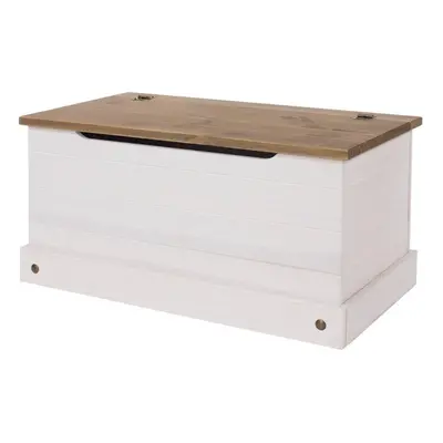 Corona White Ottoman Storage Wood Chest Toy Chest Bedding Pine Blanket Box