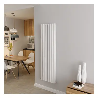 (Double 1600x472mm, White) Designer Oval Column Radiator Central Heating