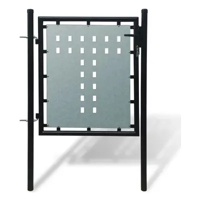 vidaXL Single Door Fence Gate 100x125cm Black Outdoor Garden Fencing Barrier