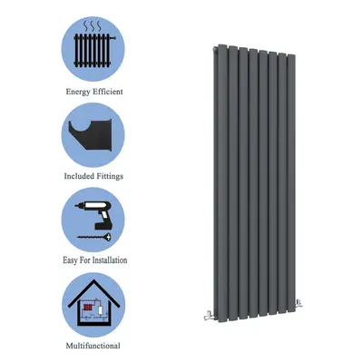 (Double, 1600x472mm) Anthracite Central Heating Oval Column Radiators