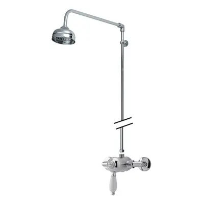 Traditional Exposed Manual Valve & Rigid Riser Shower Set - Chrome/White - Balterley