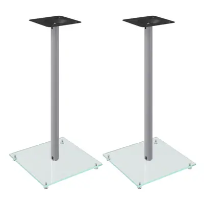 (silver, x x cm) vidaXL Speaker Stands Speaker Floor Stand pcs Tempered Glass Pillar Design