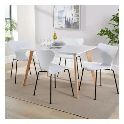 (White) Home Source Fleur Table and Penny Chairs Dining Set