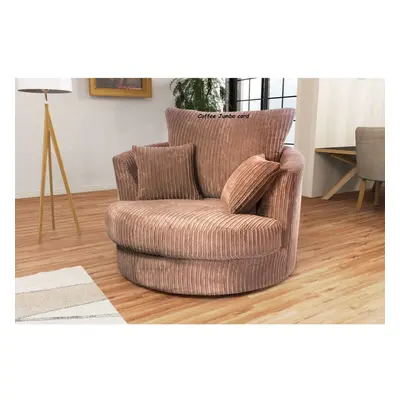 (Swivel Chair, Coffee) Atrani Jumbo Cord Fabric Sofa