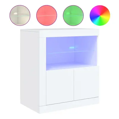 (white) vidaXL Sideboard with LED Lights Cupboard Highboard Storage Buffet Cabinet