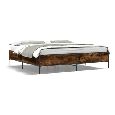 (smoked oak, x cm/ cm) vidaXL Bed Frame Home Bed Base Mattress Foundation Engineered Wood and Me