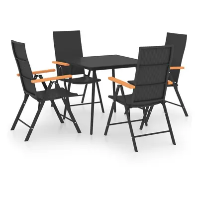 vidaXL Garden Dining Set Piece Black and Brown Patio Chairs Table Furniture