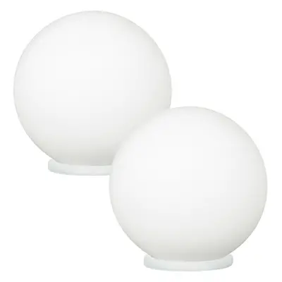 2 PACK Table Lamp White Shade White Glass Opal Matt In Line Switch E27 1x60W