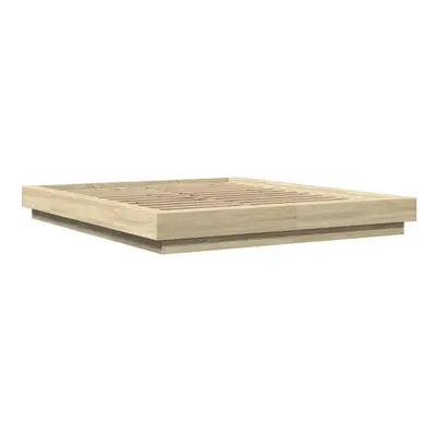 (sonoma oak, x cm) vidaXL Bed Frame and LED Lights Bed Base Mattress Foundation Engineered Wood