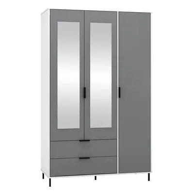 Madrid Door Drawer Mirrored Wardrobe in Grey and White Gloss Finish